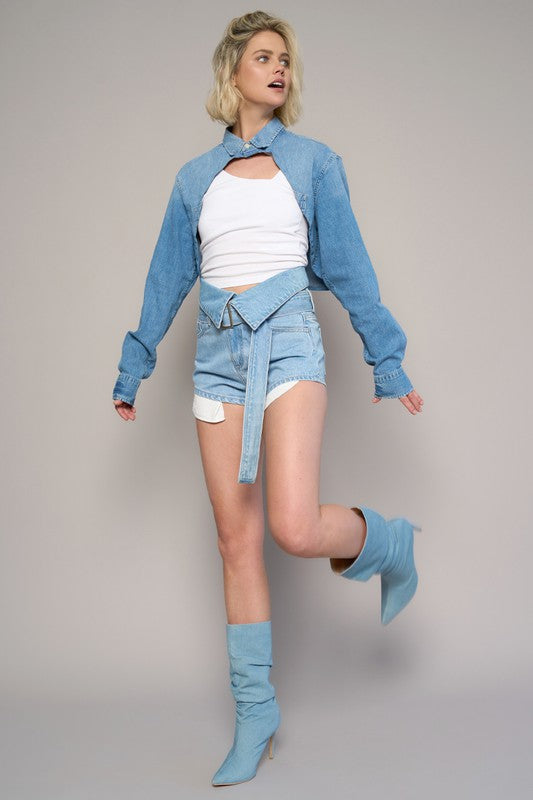 Flap Waist With Belted Shorts