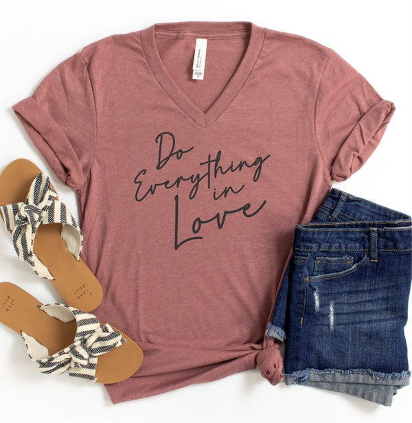 Do Everything In Love V Neck Graphic Tee Ocean and 7th