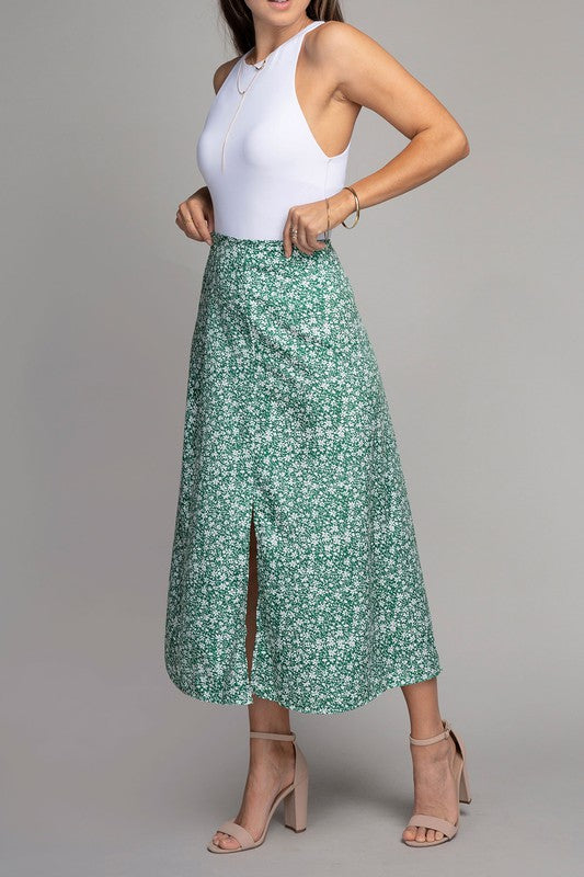 Floral midi skirt with slit Nuvi Apparel