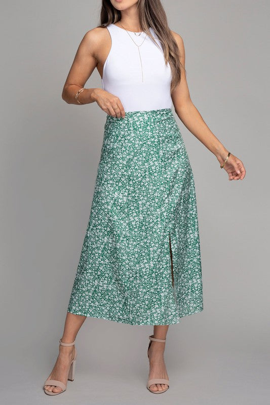 Floral midi skirt with slit Nuvi Apparel