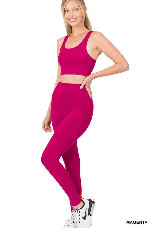 Elodie Athletic Racerback Tank Top + Legging Set - Reign + Sunworkout apparel